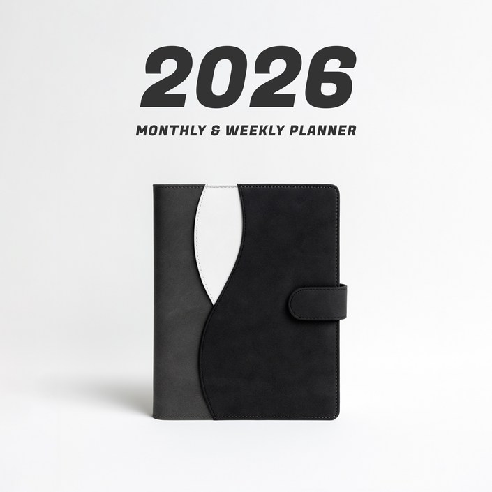 WAVY 프리미엄 6공 비즈니스 2026년 날짜형 다이어리, 챠콜 블랙 날짜형