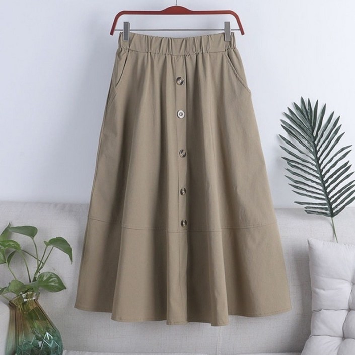 OSON 트렌치 밴딩 롱 스커트 포켓 플레어 치마