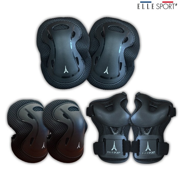엘르스포츠 보호대 세이프플랙스 인라인 킥보드 보호대장비 3종세트 아동 성인, 세이프플랙스M14세이상블랙, 1세트