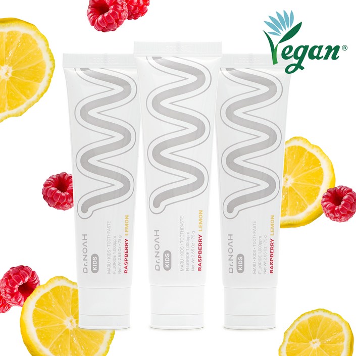 닥터노아 마루 라즈베리 레몬 불소 키즈치약, 3개, 75g 닥터노아 마루 라즈베리 레몬 불소 키즈치약, 3개, 75g
