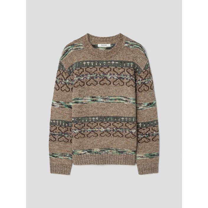 [에잇세컨즈] 자카드 패턴 라운드 니트 브라운 (265Y51AY3D)