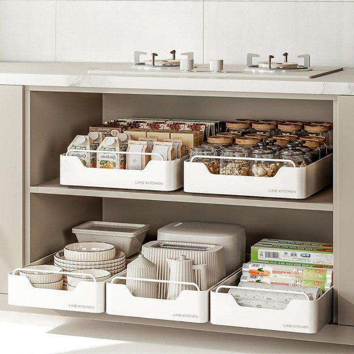 LIME KITCHEN 라임키친 무타공 접착식 다용도 슬라이딩 선반