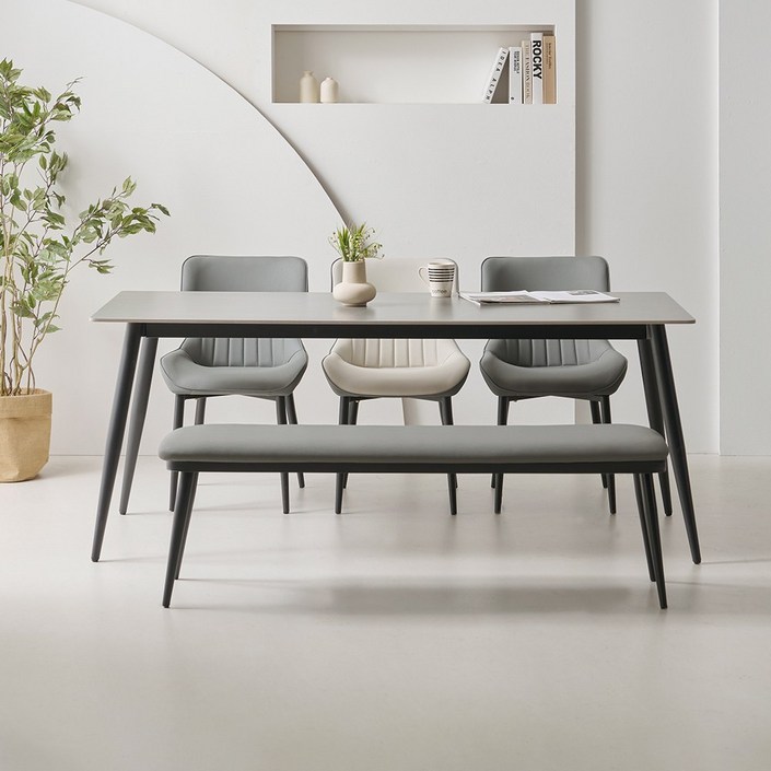 라로퍼니처 캐슬 1800 포세린 통 세라믹 6인 식탁 세트