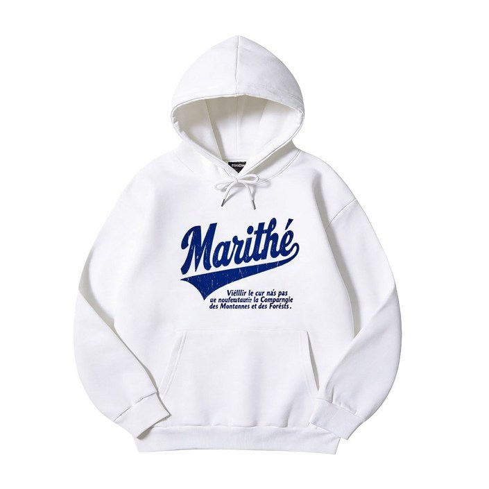 FONOW 후드티 오버핏 남자 여성 레터링 디자인 Mauthe 레터링 후드 맨투맨