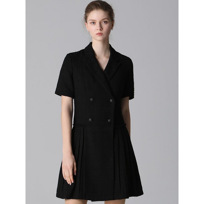 리스트 울 블렌디드 더블 플리츠 원피스  택가격 428000원