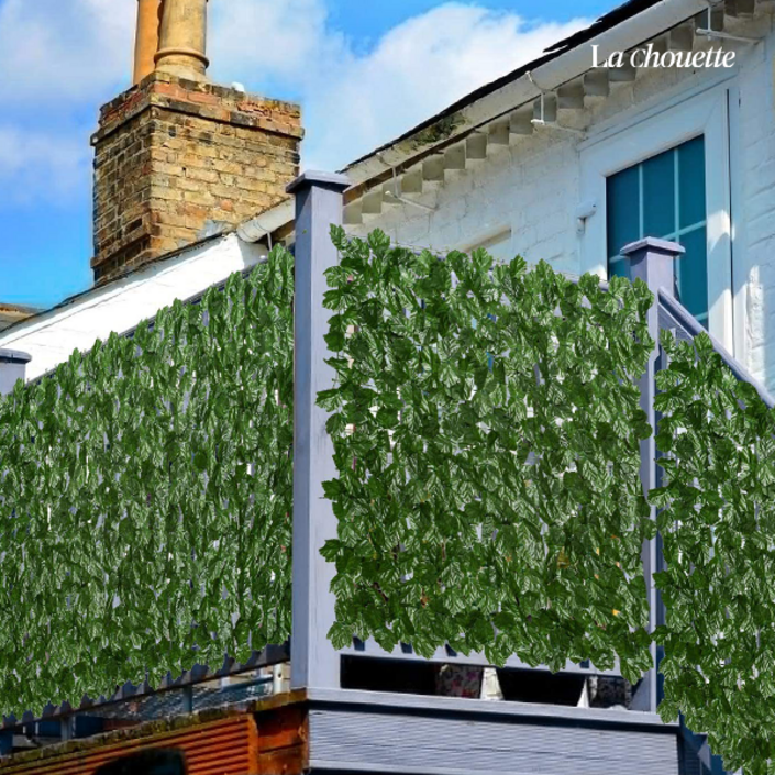 라슈에뜨 테라스 발코니 담장 난간 데코 장식 울타리 프라이버시 휀스 펜스 가림막 나뭇잎, 1x3m 다크그린