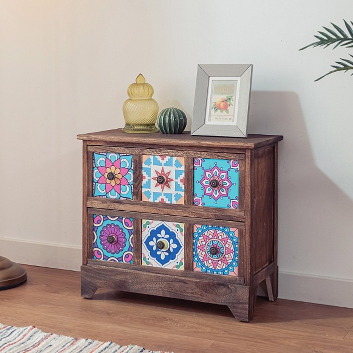 에코베스트 196원목수납장2단 원목서랍장 수납장 빈티지서랍장 콘솔 레트로서랍장 엔틱 원목협탁