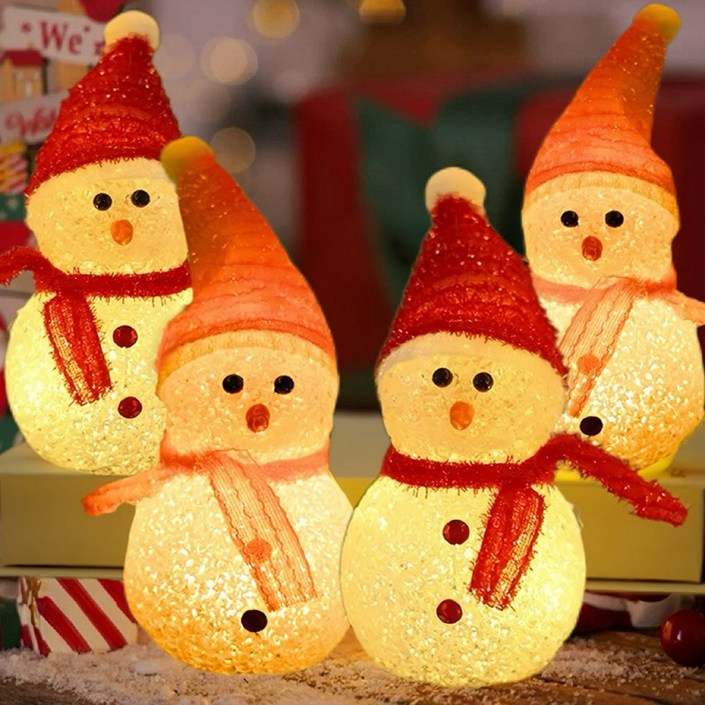 iSefoyo크리스마스 LED 장식 조명 눈사람 무드등 4개 세트 SDXR-7, 4개, 눈사람 B타입