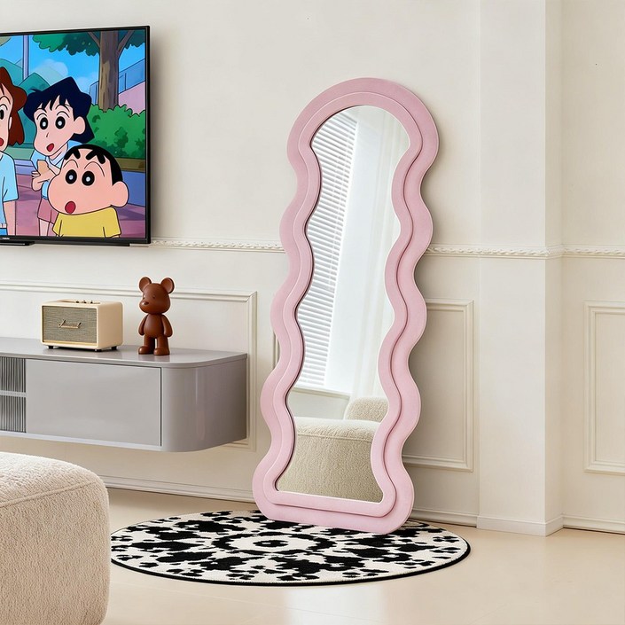 Comfy Nest 웨이브 물결 스탠드 전신거울 인테리어 비정형