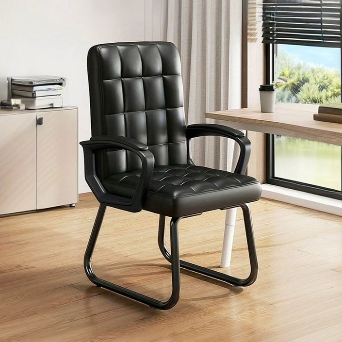 New World 가죽의자 사무실 공부용 틸팅기능 서재체어 사무용의자 A2, 블랙