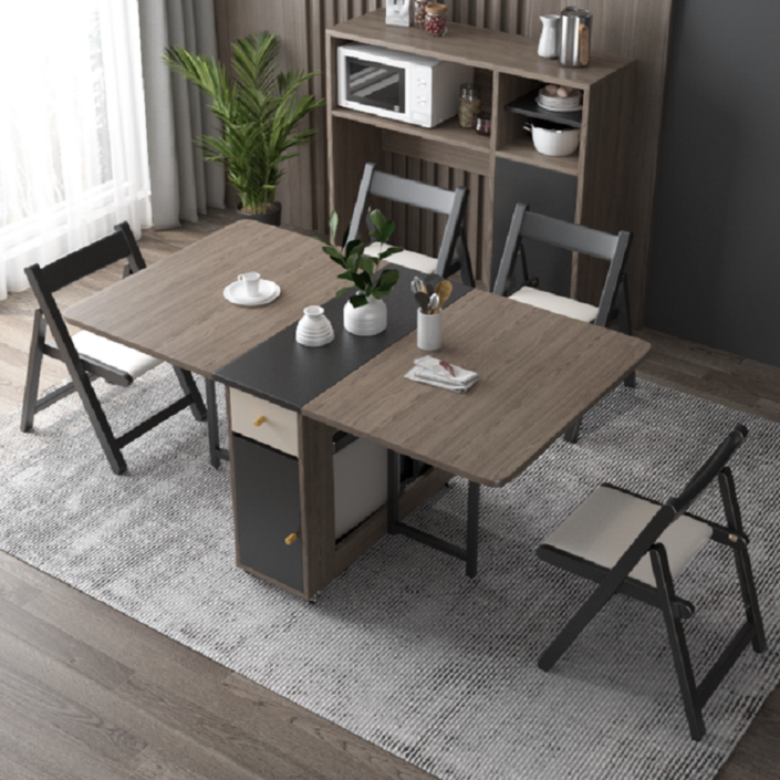 트랑떼 공간활욜 이동식 확장형 접이식 식탁 테이블 식탁 1.2M 의자별도