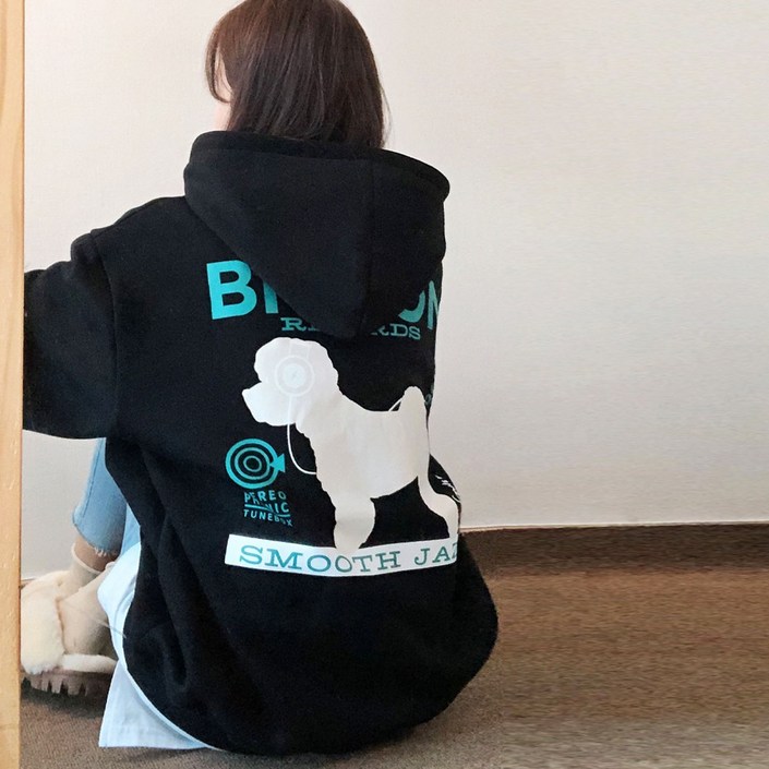 러브앤시티 오버핏 비숑 후드티셔츠 남녀공용 박스핏 빅사이즈 커플후드티 쭈리, 기모 러브앤시티 오버핏 비숑 후드티셔츠 남녀공용 박스핏 빅사이즈 커플후드티 쭈리, 기모