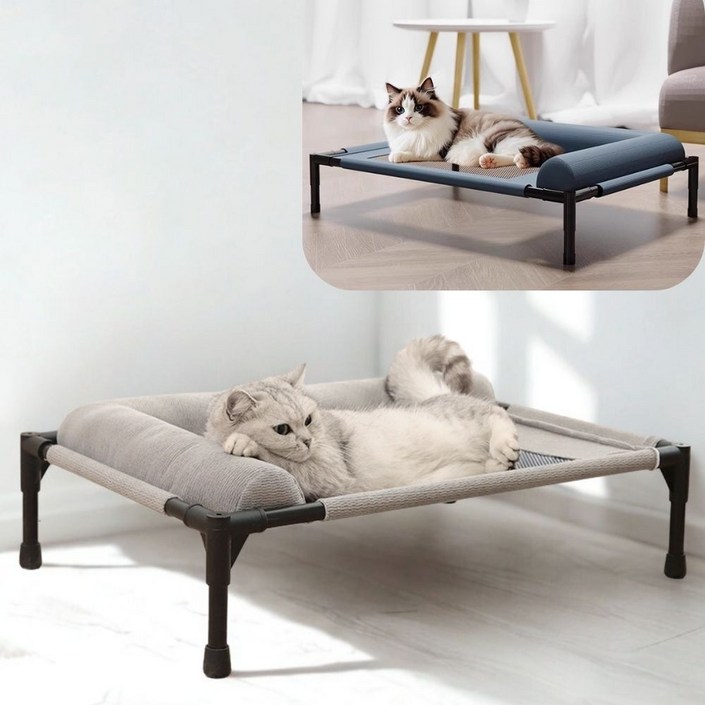 루아리브 반려동물 해먹 침대 캠프 침대 가정용 통기성 사계절, 1개, 루아그레이