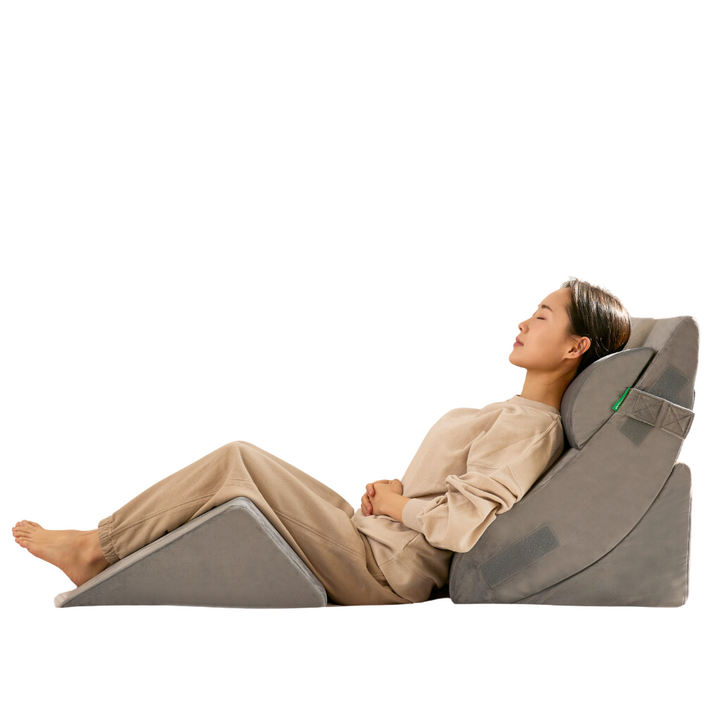 슬립웍스 모듈쿠션 듈스 삼각 대형 등받이 쿠션 침대 베개, 그레이벨벳, 1개