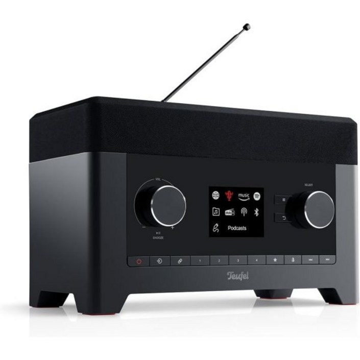Teufel Radio 3SIXTY 프리미엄 디지털 라디오 블루투스 스피커 360도 사운드 DAB 인터넷 파워뱅크 기능 서브우퍼 웨이크업 음악 스트리밍 흰색 Besuche de