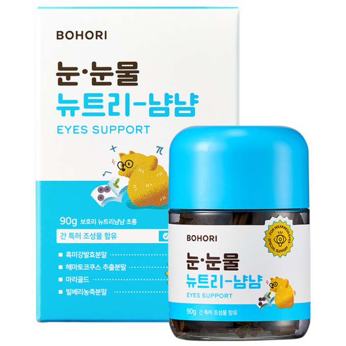 보호리 눈 눈물 뉴트리냠냠 2.0 90g 강아지 눈곱 눈물 자국 냄새 간 루테인 영양제, 1개, 눈물개선/눈건강, 90정