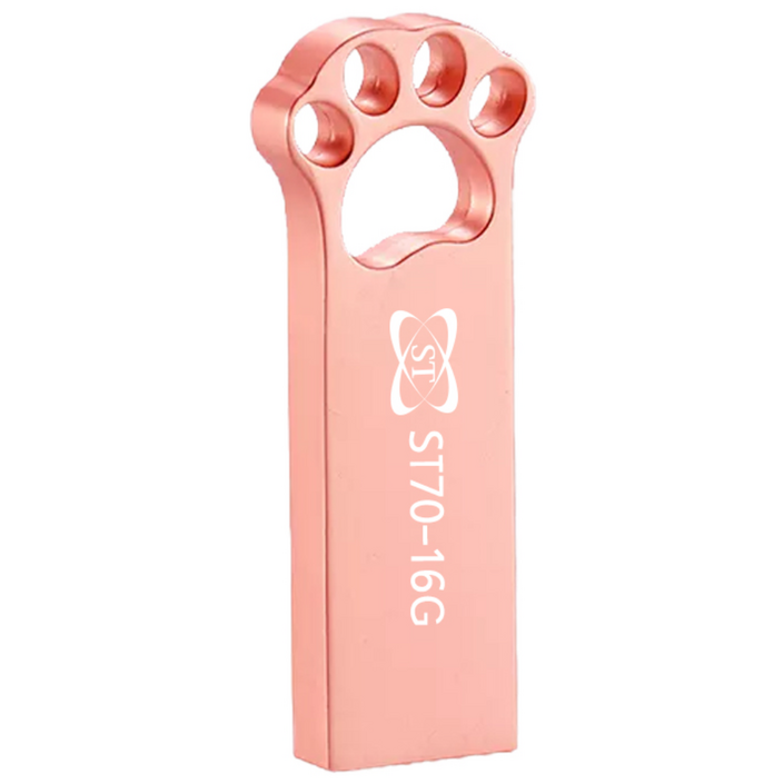 에스티원테크 ST70 USB 메모리 메탈재질 귀여운 고양이발바닥, 16GB, 로즈핑크