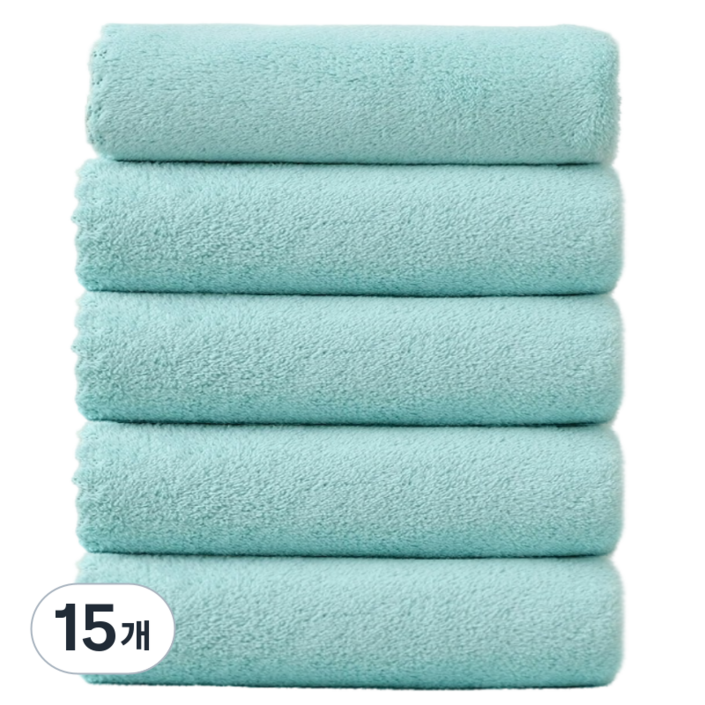 상덕 호텔수건 프리미엄 극세사수건 고급 수건, 15개, 녹색