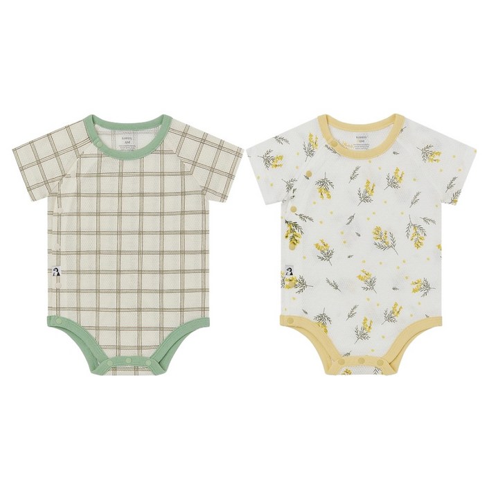 코니 신생아용 코튼메쉬 바디수트 2종 세트