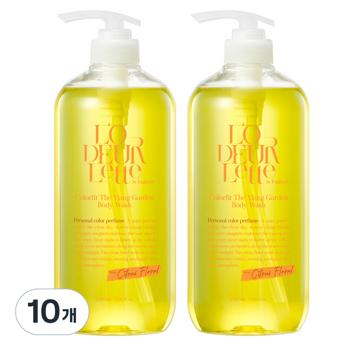 로더렛 인 잉글랜드 컬러핏 더 일랑 가든 바디 워시 시트러스 플로러, 1L, 10개
