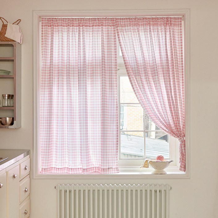 데시뉴 체크러버 긴창 커튼