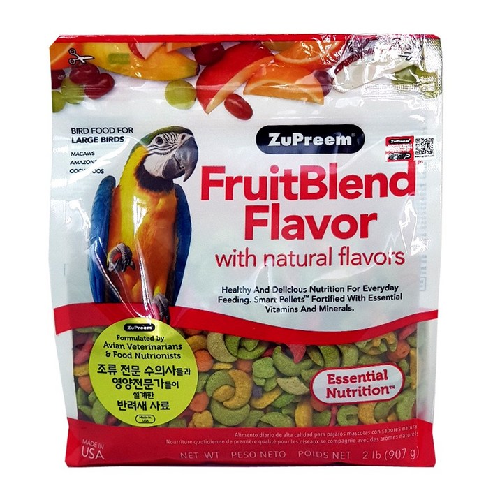 주프림 펠렛 대형 마카우 907g 후블 새용품 과일 후루츠블랜드, 1개, 907g