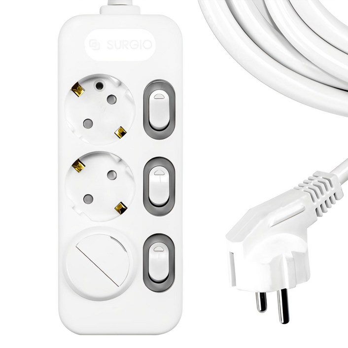 써지오 개별 멀티탭 3구 DH-2039-RT + 안전커버 랜덤발송 1p, 3m, 단일 색상, 1개