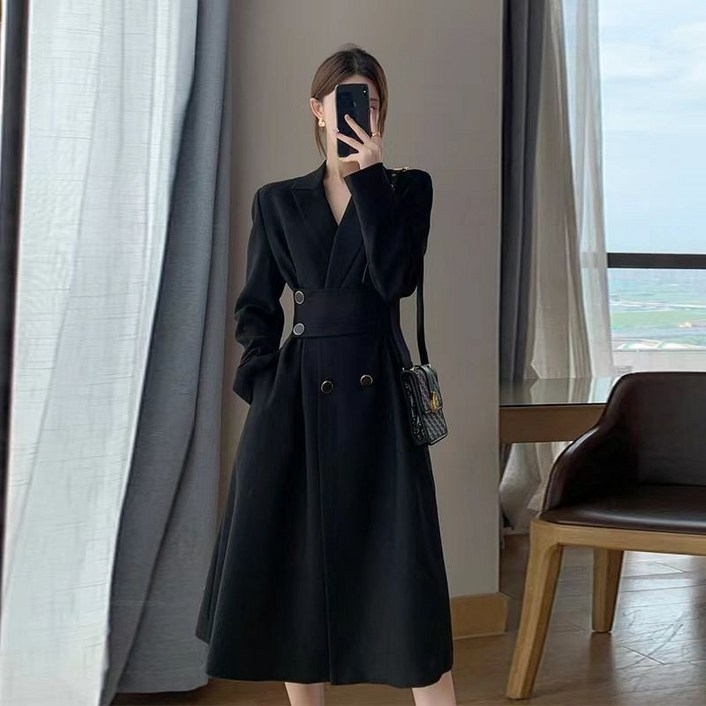 POMTOR 데일리 하객룩 V넥 빅사이즈 허리 조임 원피스