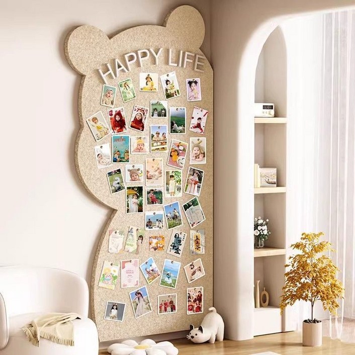 BYOU 부착식 게시판 무타공 펠트보드 DIY 카툰 포토월 제작+압정+벨크로