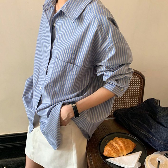 네모엔룩 여성용 셀렌스트라이프 모던 단가라 카라넥 루즈핏 포켓 긴팔 코튼 면 셔츠 블라우스 남방 NL 네모엔룩 여성용 셀렌스트라이프 모던 단가라 카라넥 루즈핏 포켓 긴팔 코튼 면 셔츠 블라우스 남방 NL