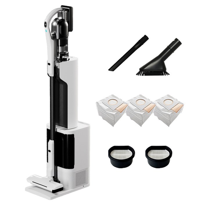 최신형 차이슨 AI 자동 충전 먼지 비움 올인원 스마트 타워 무선청소기, AI TOWER 청소기, 화이트