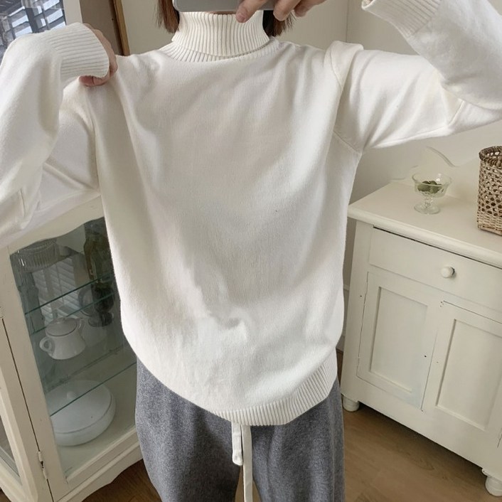 애플망고옷장 기본 겨울 여성 소프트 목폴라 니트