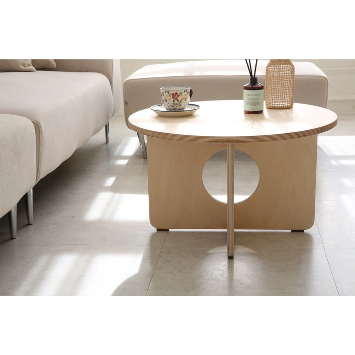 쉐마 자작나무 UV 원목 원형 소파테이블 거실테이블