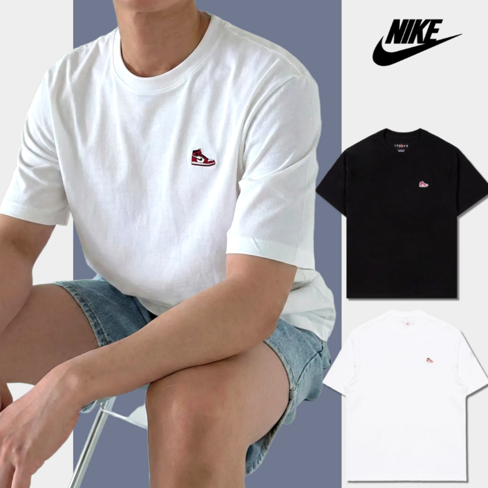 당일발송 나이키 NIKE 에어 조던 스니커즈 반팔 티셔츠 JORDAN 오버핏 여름 커플 반팔티 스포네틱 양말