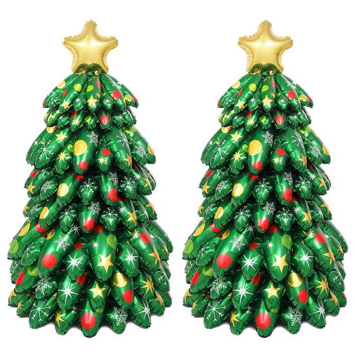 파티팡 크리스마스 X-MAS 에어벌룬 레이어 트리 빅사이즈 대형 트리풍선 대형트리 77cm*130cm 2개입