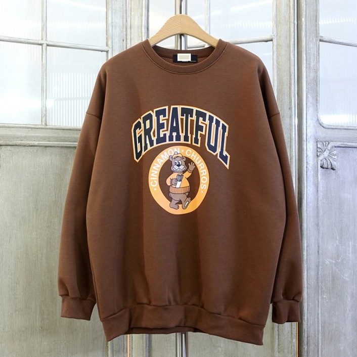 이힝 그레잇베어 프린팅 루즈핏 기모 맨투맨