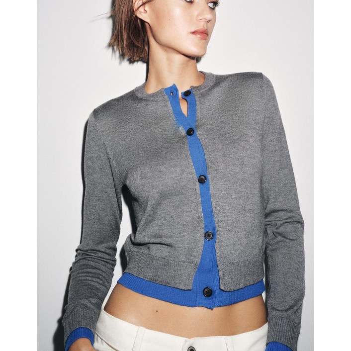 ZARA 자라 콤비 니트 가디건 3581005 3581005 GREY ZARA 자라 콤비 니트 가디건 3581005 3581005 GREY