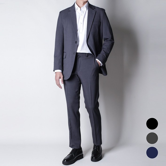 [디아웃핏]남자 히든밴딩 플렉스 정장세트 사계절 수트 캐주얼 기본 링클프리 하객룩 데이트 결혼식 웨딩 면접