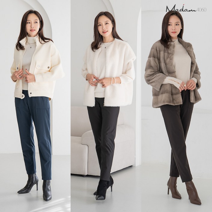 (마담4060) 1+1 방풍 기모 바지 엄마옷 겨울 중년여성옷 할머니옷 50대엄마옷 60대엄마옷 빅사이즈 배기팬츠 2종세트-HPN2311001-