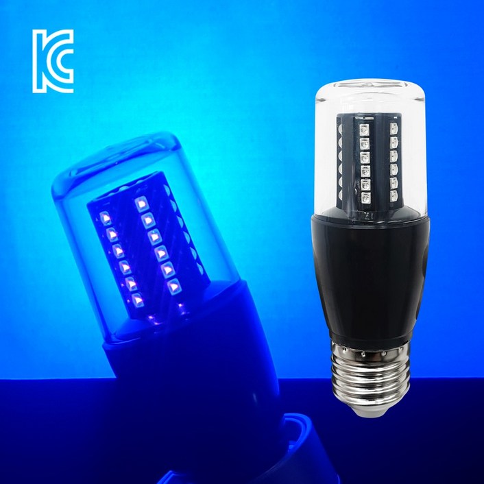 데이타임 LED uv램프 7.5W 블랙램프 블랙라이트 E26 레진경화용전구 형광놀이램프