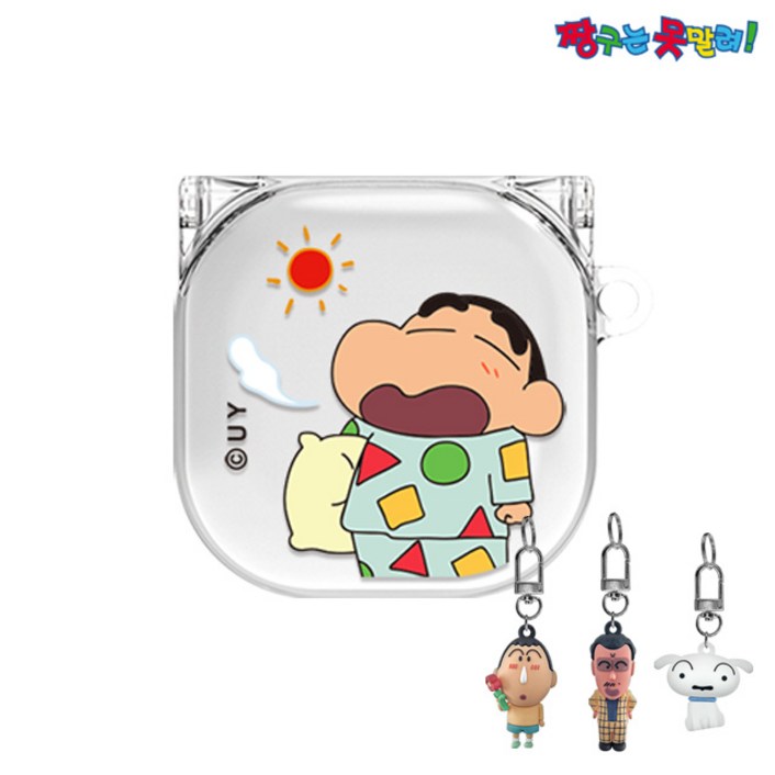 짱구는못말려 친구들 갤럭시 버즈2프로 / 버즈2 / 버즈프로 / 버즈라이브 투명 일체형 케이스 + 실리콘 랜덤키링 세트