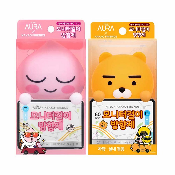 아우라 카카오프렌즈모니터걸이 방향제 어피치+라이언, 1개