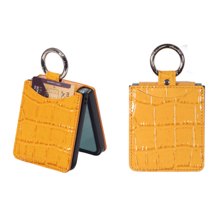 본아띠 폴라리스 소가죽 악어 힌지보호 갤럭시 Z플립7 카드 지갑 핸드폰케이스