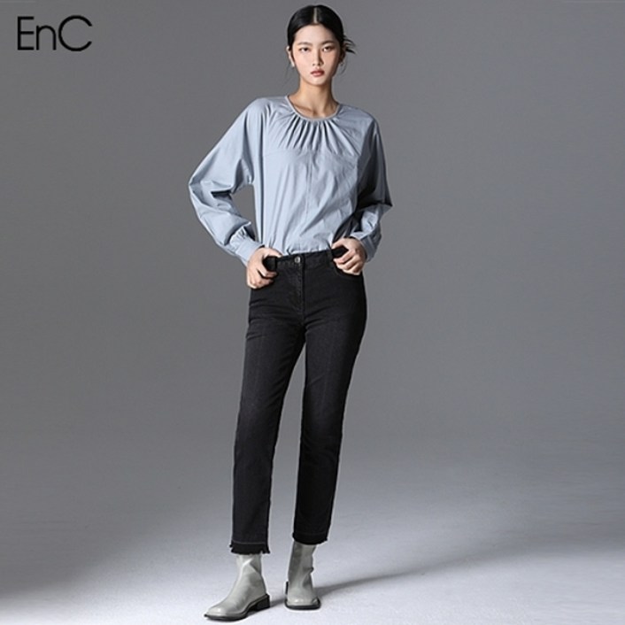 [EnC] 약기모 컷팅 일자핏 데님 팬츠