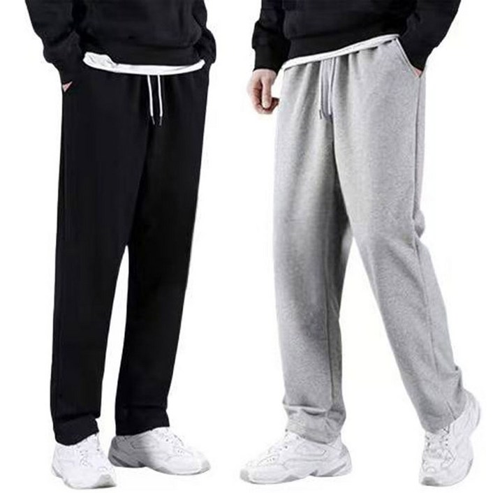 2장세트 남녀공용 고급 컴포트 면 춘추 츄리닝바지 트레이닝 스트레이트 일자 팬츠