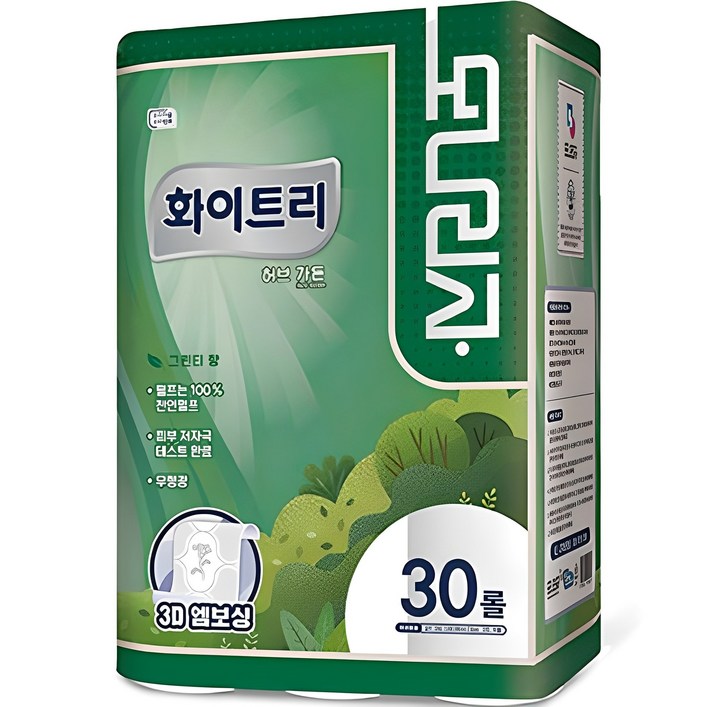 모나리자 화이트리 허브 가든 천연펄프 3겹 고급롤화장지, 30m, 30개입, 1개 모나리자 화이트리 허브 가든 천연펄프 3겹 고급롤화장지, 30m, 30개입, 1개