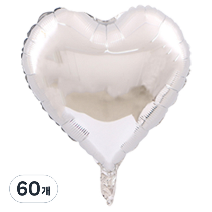 코히모 하트 은박 파티 풍선 45cm 5W0366, 60개, 실버