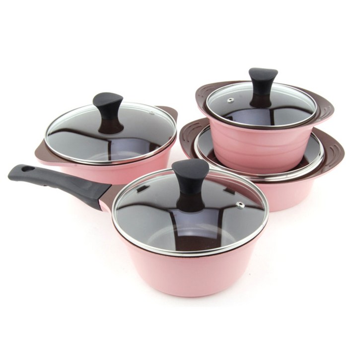 키친아트 본 세라믹 냄비 세트, 핑크, 편수 18cm  양수 16cm  양수 20cm  전골 20cm, 4개