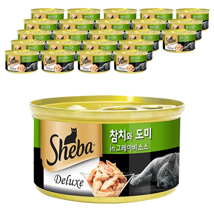 쉬바 1세 이상 고양이 간식 캔, 혼합맛(참치/도미), 85g, 24개