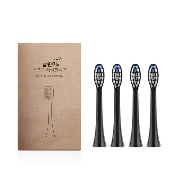 오아 클린이소프트 전용 리필 칫솔모 블랙 4p, 단일상품, 4Ea